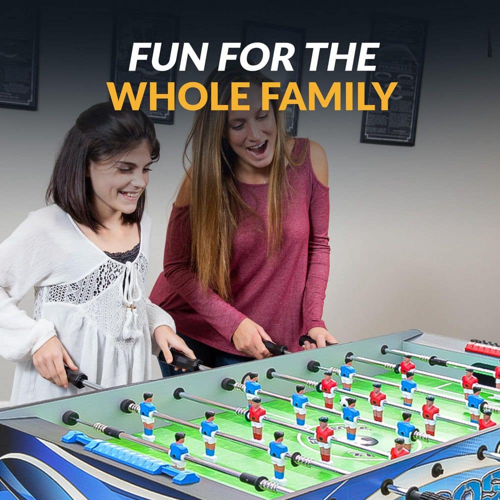Allure 48-Inch Black and Blue Foosball Table with Engineered Wood