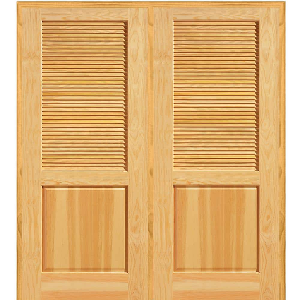 Double Door　～室内扉～ MMI DOOR 72 in. x 80 in. Half Louver 1-Panel Unfinished Pine Wood