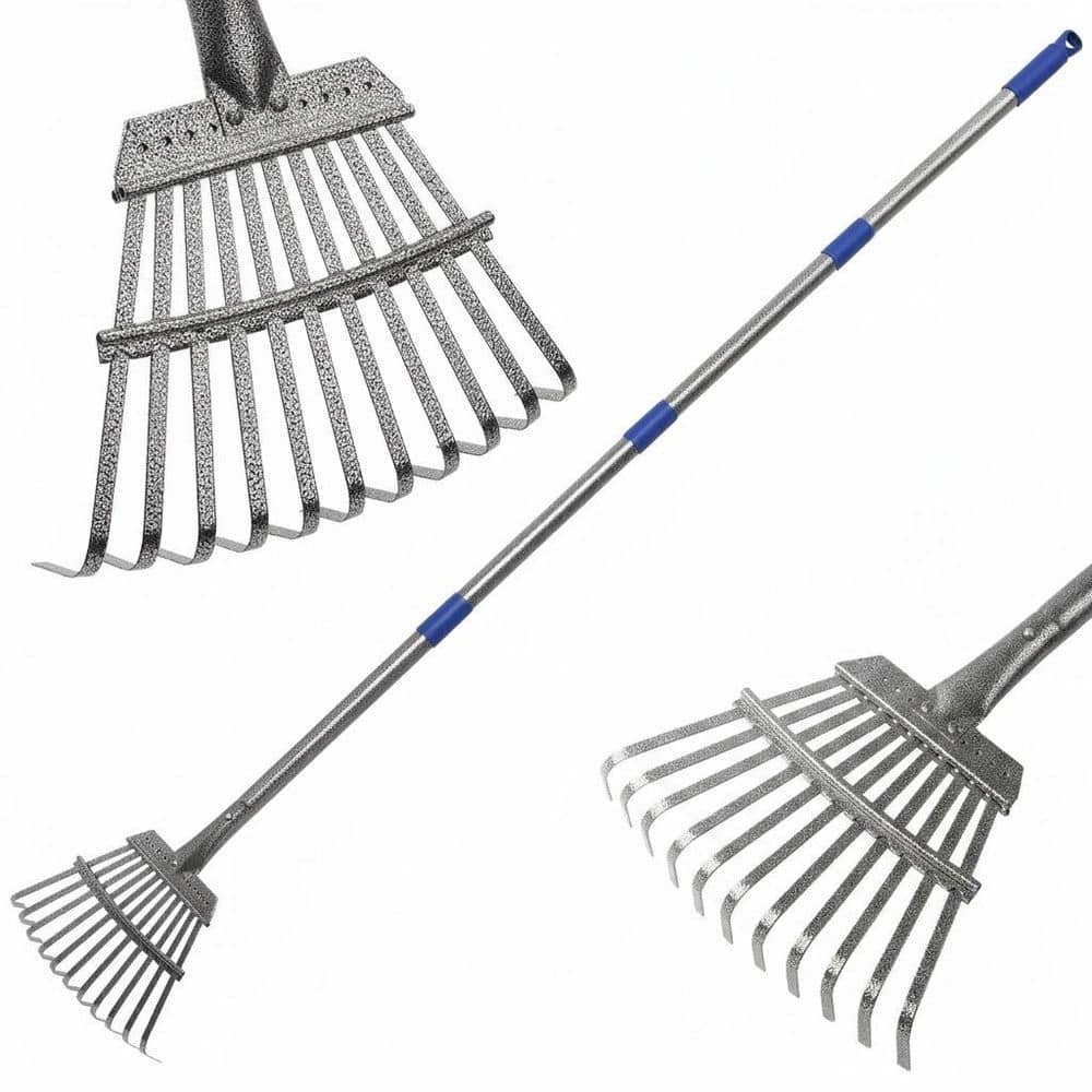 72 in. Steel Handle Metal Rake Tines Adjustable Garden Rake Heavy-Duty Rust-Resistant for Leaves Debris Shrubs price history on PriceWatchPro