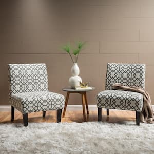 Kassi Gray Geometric-Patterned Fabric Accent Chairs (Set of 2)