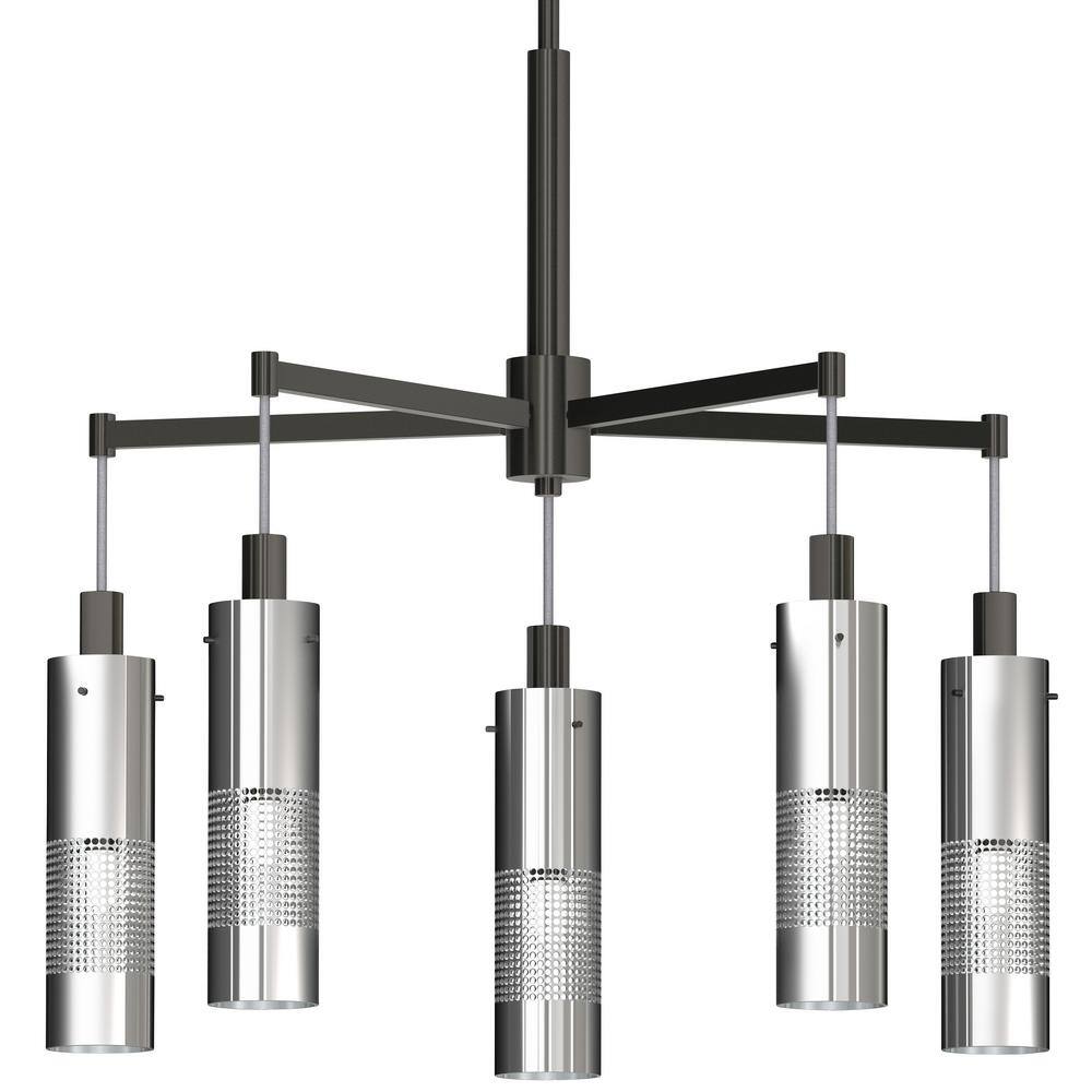 Coal and Brushed Nickel 5-Light Cylinder Chandelier