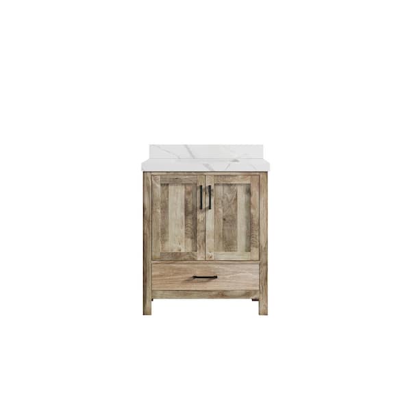 Willow Collections Malibu Mango 30 in. W x 22 in. D x 36 in. H Bath Vanity in Natural with 2 in. Calacatta Quartz Top