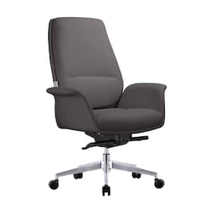 Summit Mid-Century Modern Faux Leather Conference Office Chair with Swivel and Tilt (Grey)