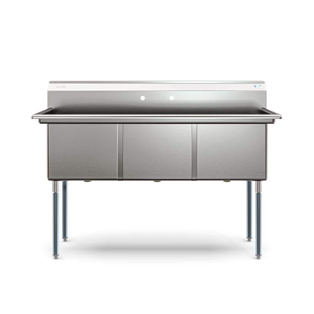60'' Triple Bowl Brushed Stainless Steel Commercial Sink