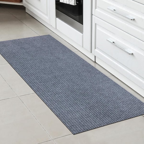 Ottomanson Utility Collection Waterproof Non-Slip Rubberback Solid 3x5 Indoor/Outdoor Entryway Mat, 2 ft. 7 in. x 5 ft., Gray