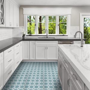 Taza Blues Multi-color / Matte 8 in. x 8 in. Cement Handmade Floor and Wall Tile (Box of 8 / 3.45 sq. ft.)