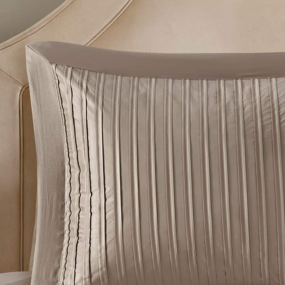Trinity Taupe 7-Piece Polyester Charmeuse Queen Comforter Set