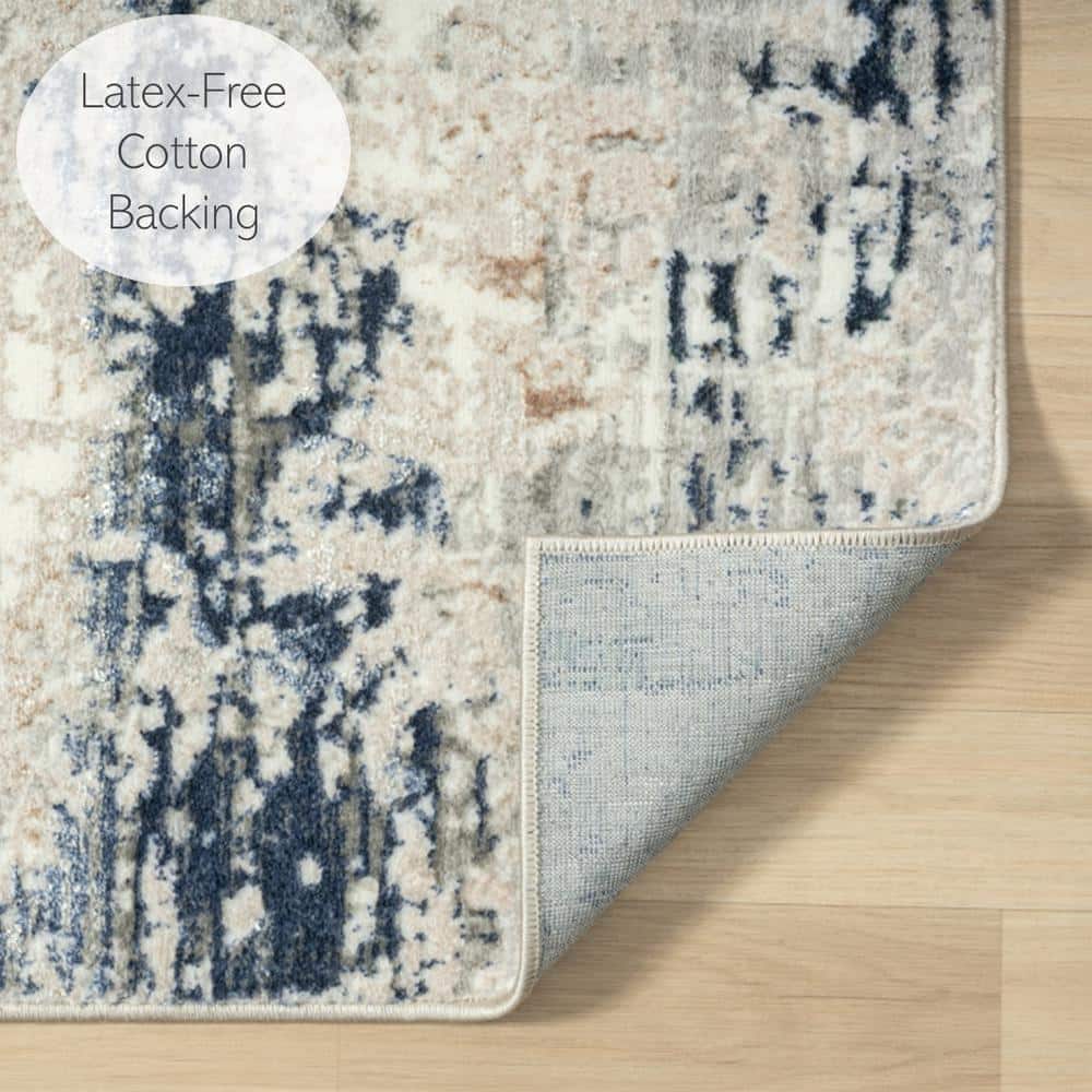 Gray and Beige Abstract Synthetic 5' x 7' Area Rug