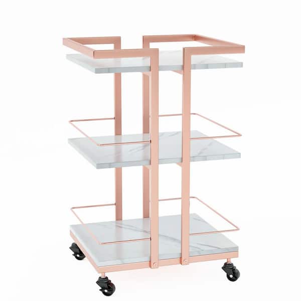 Steel Adjustable 4-Wheeled Salon Cart in White