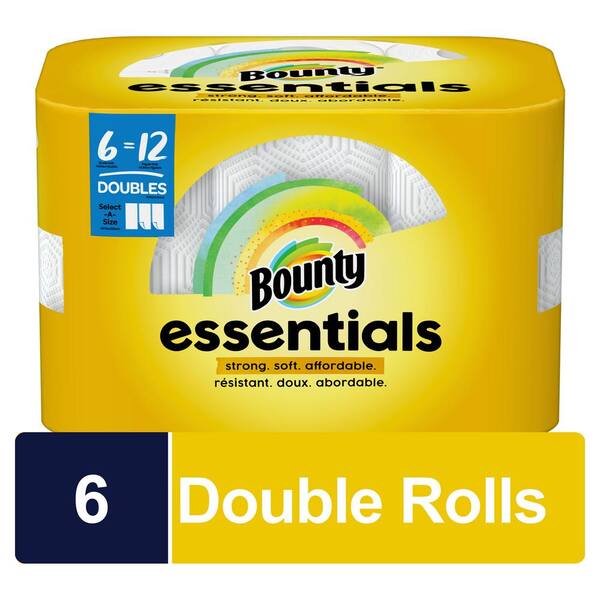 Bounty Essentials, White, Select-a-Size Paper Towel Roll (6 Double