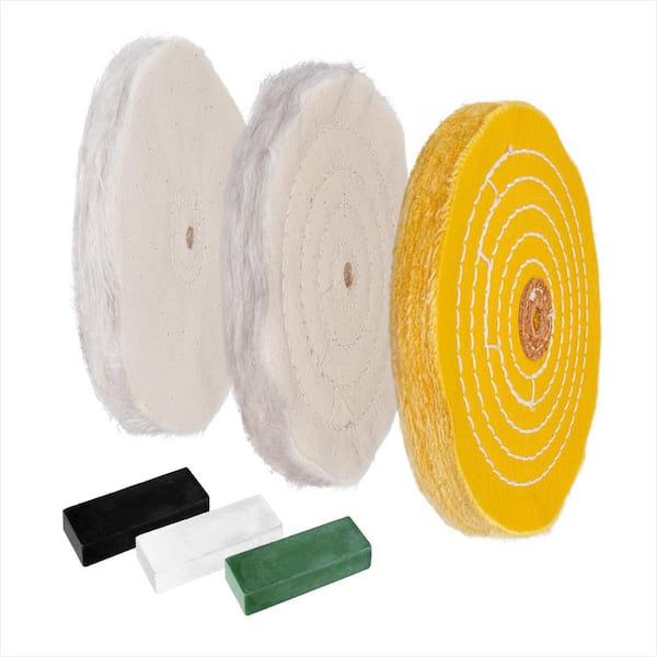 POWERTEC 6 in. Bench Grinder Buffing Wheel Kit with 3-piecs Polishing Compound Set