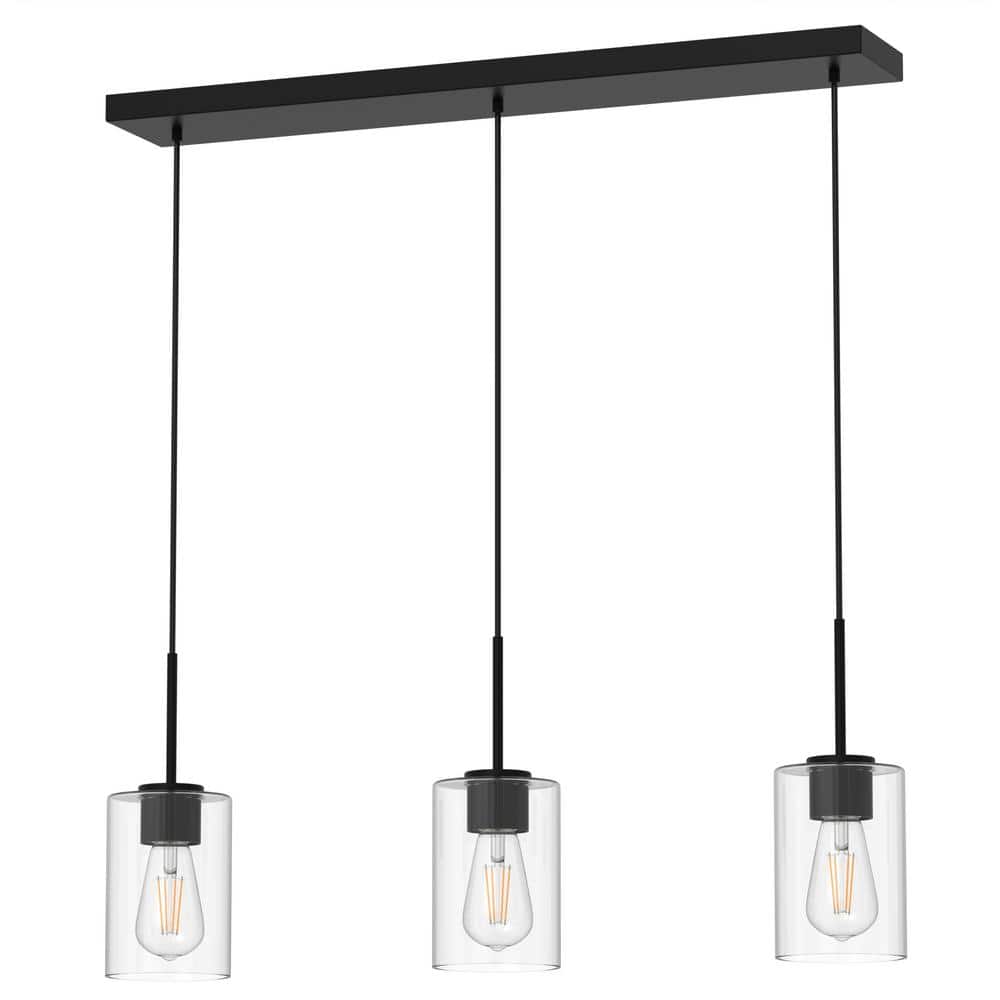 28 in. 3-Light Black Pendant Light withGlass Shade, Farmhouse Ceiling Lamp for Kitchen Island, Dining Room price history on PriceWatchPro