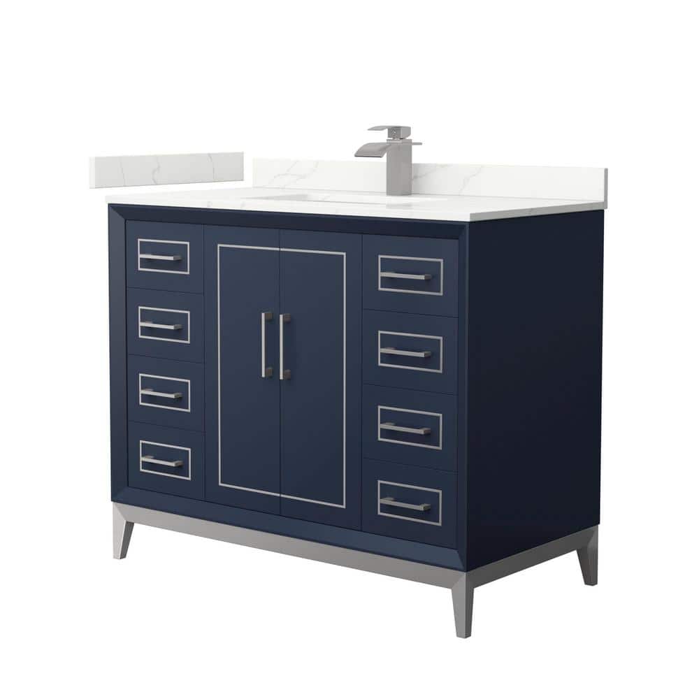 Marlena 42 in. W x 22 in. D x 35.25 in. H Single Bath Vanity in Dark Blue with Giotto Quartz Top price history on PriceWatchPro