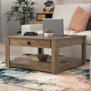 Philia 31.5 in. Knotty Oak Square Wood Top Coffee Table with Storage