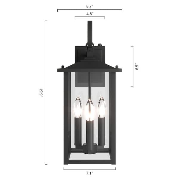 Maxax Hawaii 19.88 in. H 3-Bulb Black Hardwired Outdoor Wall