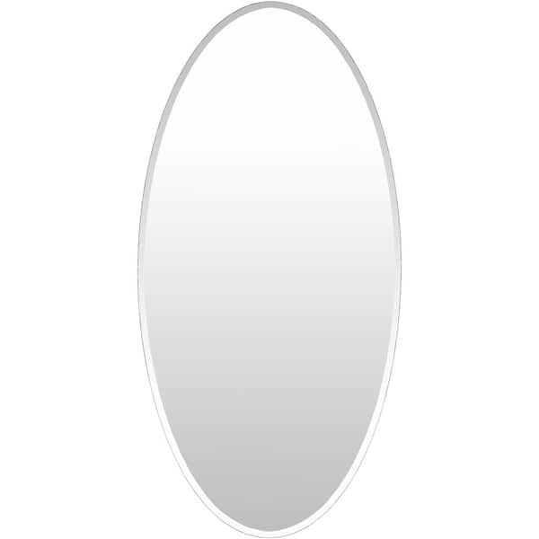 Livabliss Skyler 48 in. H x 24 in. W Oval Wood Frame Silver Decorative Mirror