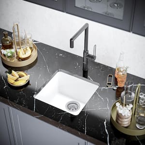 White Quartz 17 in. Undermount Bar Sink