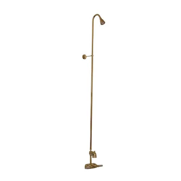 Pegasus 2-Handle Claw Foot Tub Faucet without Hand Shower with Riser and Plastic Showerhead in Polished Brass