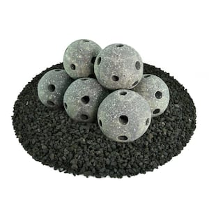 5 in. Pewter Gray Speckled Hollow Ceramic Fire Balls for Indoor and Outdoor Fire Pits or Fireplaces (Set of 8)