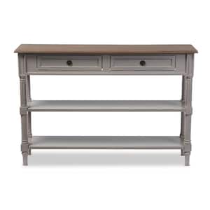 Edouard 47 in. Gray/Light Brown Standard Rectangle Wood Console Table with Drawers