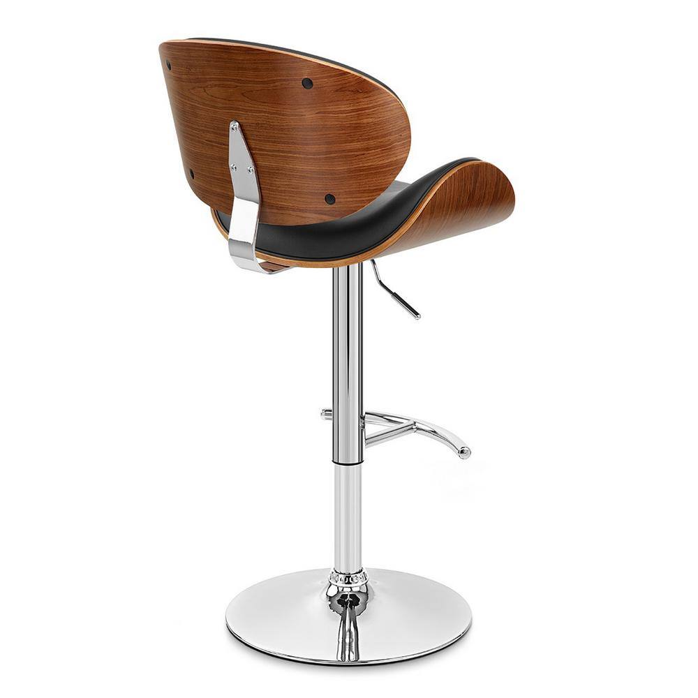 Naples Black Faux Leather Adjustable Swivel Bar Stool