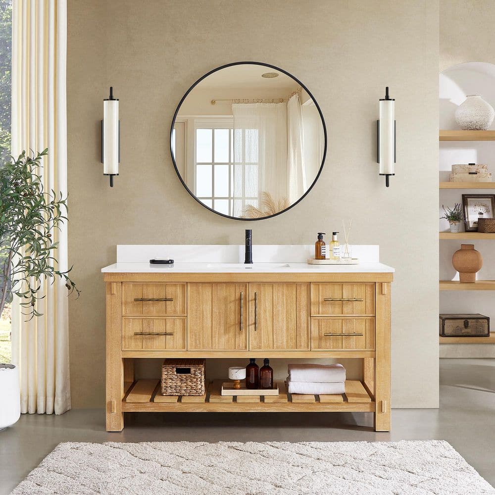 Paris 60 in.W x 22 in.D x 34 in.H Single Sink Bath Vanity in Acacia Classic Gray with Pure White Quartz Stone Top price history on PriceWatchPro