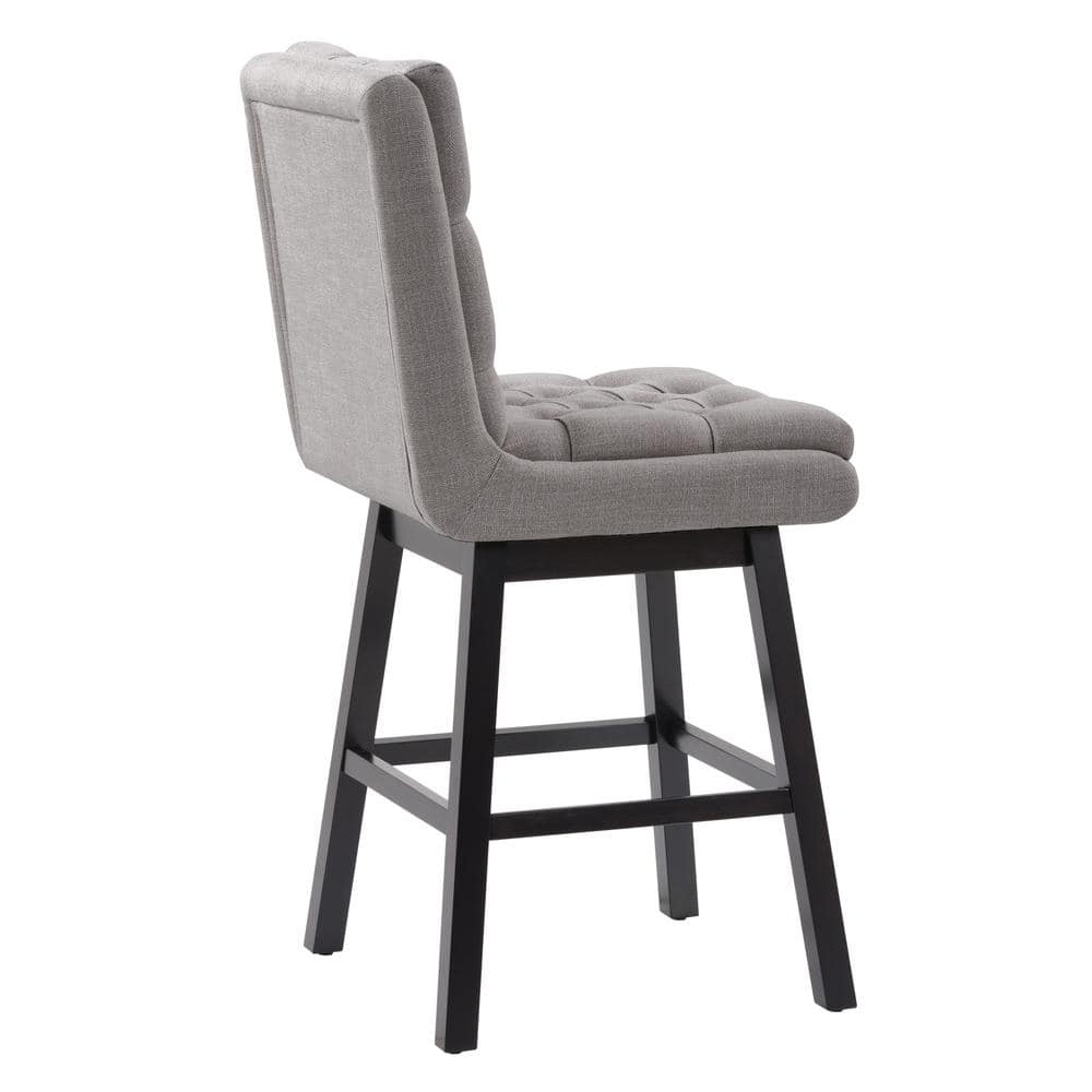 Boston Tufted Light Gray Fabric Counter Height Barstools, Set of 2