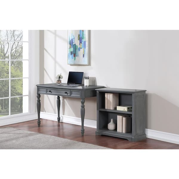 Country Meadows 30.25 in. Tall Plantation Grey Wood 2-Shelf Accent Bookcase