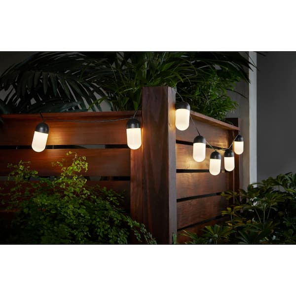 Hampton Bay 10-Light 12 ft. Black Outdoor Plug-In Integrated LED Novelty String-Light