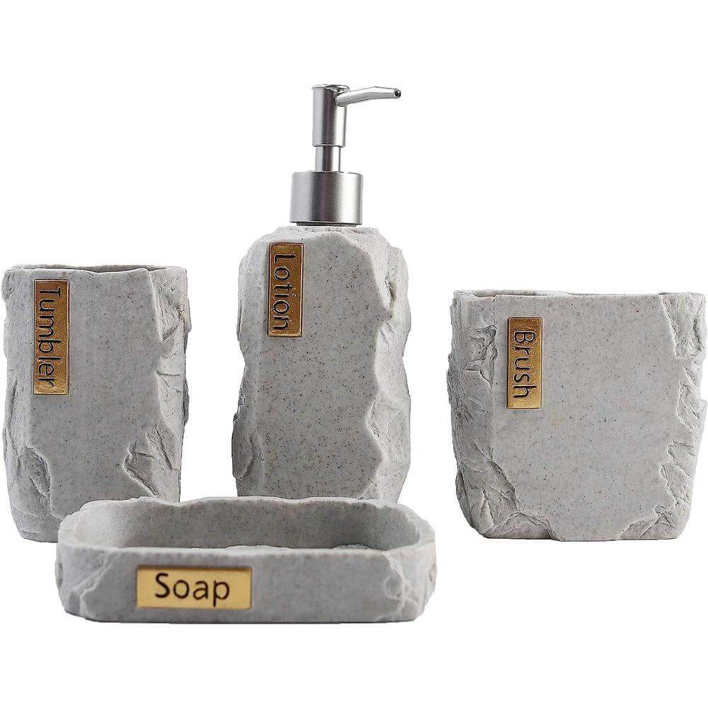 Dyiom Bathroom Accessories Set 4-Pieces Resin Gift Set Apartment Necessities  Wavy Grey B08MPR51G6 - The Home Depot