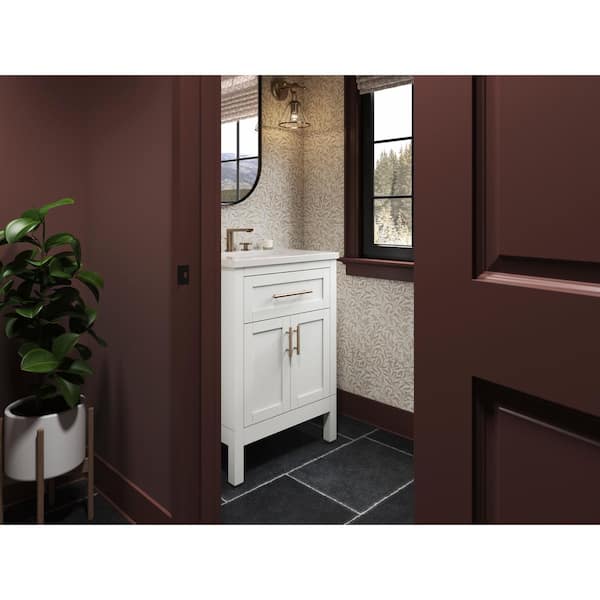 KOHLER Hadron 24.75in. Single Sink Freestanding White Bath Vanity with White Quartz Top Assembled