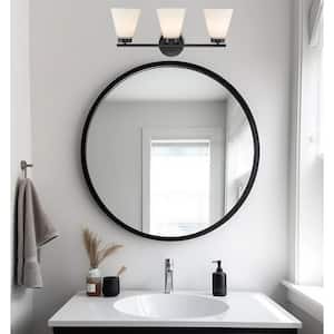 Fifer 23 in. 3-Light Black Bathroom Vanity Light Fixture with Frosted Glass Shades