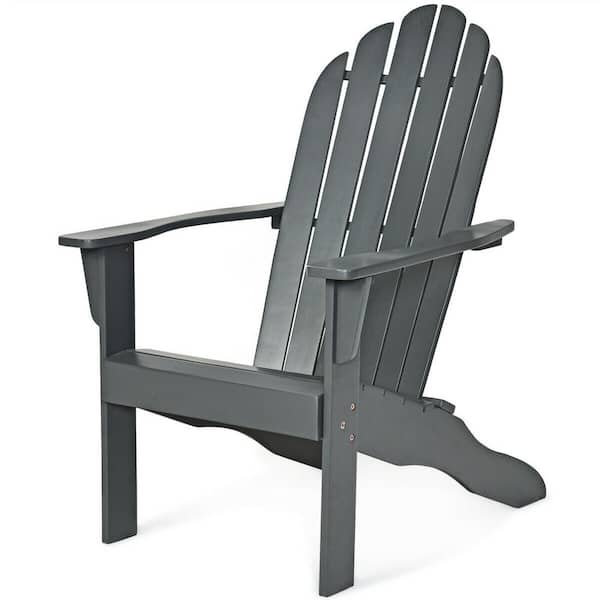 WELLFOR Gray Wood Adirondack Chair OP-HWY-70302GR - The Home Depot