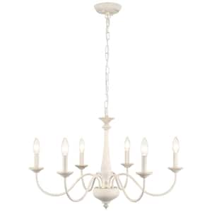 Tinoco 6-Light Beige Classic Candle Dimmable Traditional Chandelier for Living Room Kitchen Island Dining Room Foyer