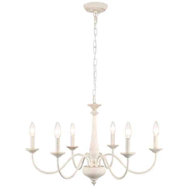 LWYTJO Tinoco 6-Light Beige Classic Candle Dimmable Traditional Chandelier for Living Room Kitchen Island Dining Room Foyer