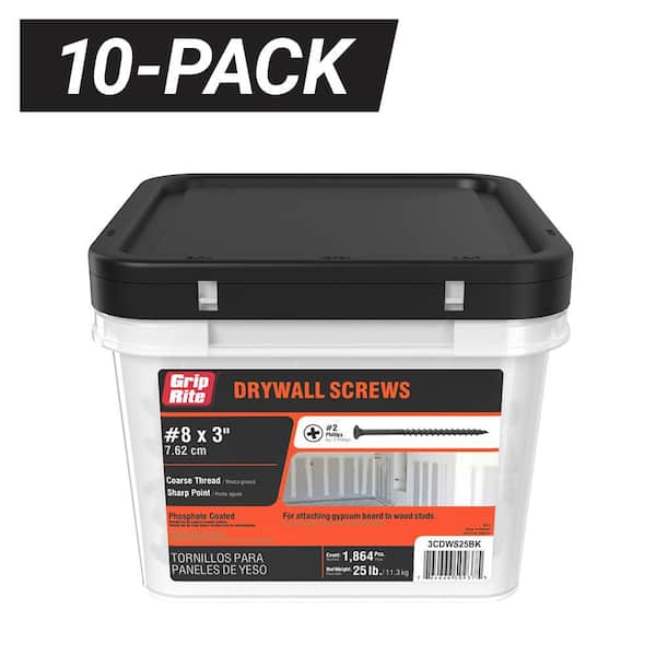 10-Pack #8 x 3 in. Phillips Bugle Head Coarse Thread Sharp Point Drywall Screws (25 lbs. / 18640-Piece)