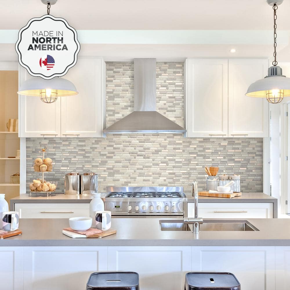 Beige and Gray Vinyl Peel and Stick Mosaic Tile