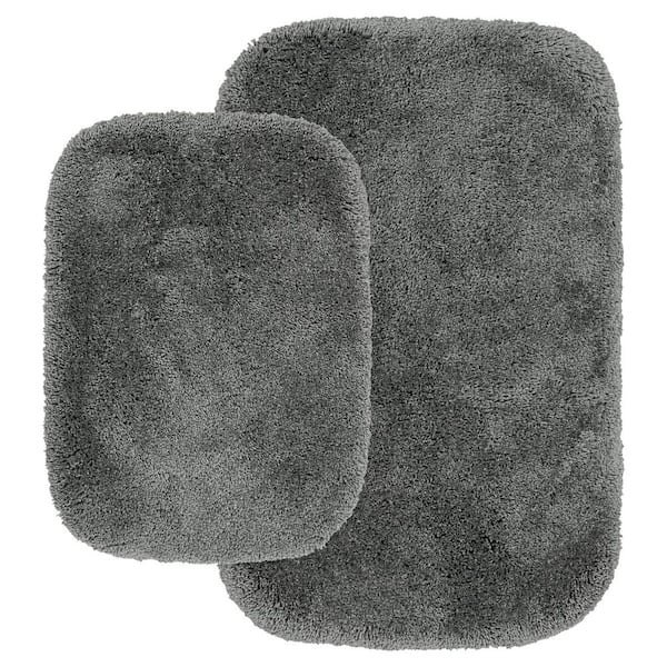 Garland Rug Finest Luxury Dark Gray 21 in. x 34 in. Washable Bathroom 2-Piece Rug Set