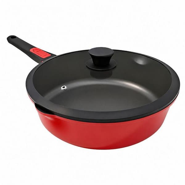 12 in. Non Stick Frying Pan Skillet, Large Deep Frying Pan with Detachable Handle, 4.5 qt. Large Skillet with Lid