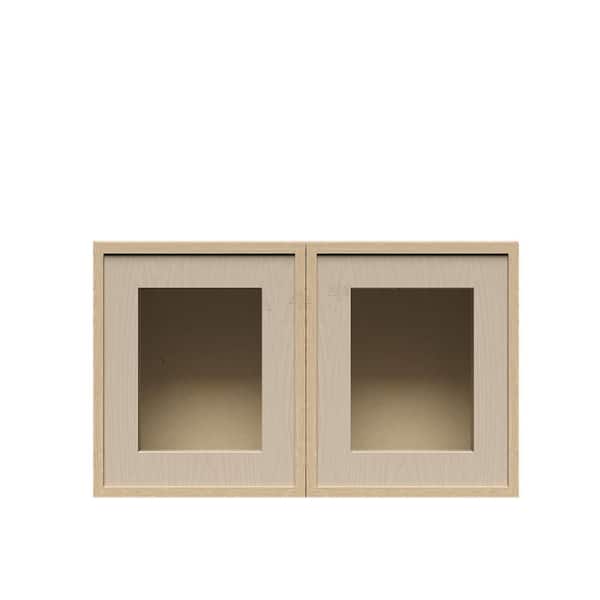 Slim Shaker Assembled 30 in. W x 18 in. H x 12 in. D Wall Kitchen Cabinet in Natural Wood