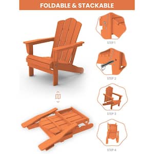 HIPS Classic Orange Stitching Folding Plastic Adirondack Chair (Set of 1)