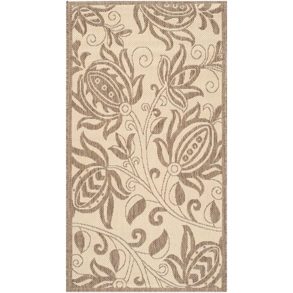 SAFAVIEH Courtyard Natural/Brown Doormat 2 ft. x 4 ft. Border Indoor/Outdoor Patio Area Rug