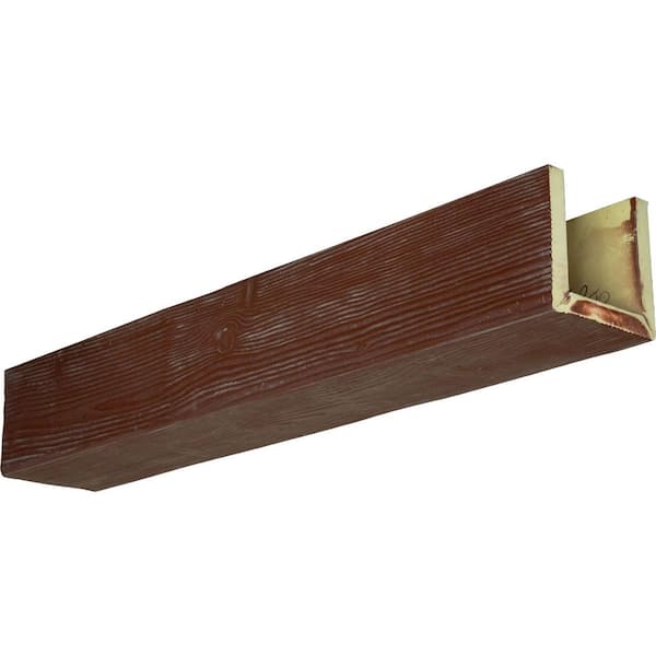 Ekena Millwork 4 in. x 8 in. x 8 ft. 3-Sided (U-Beam) Sandblasted Aged Pecan Faux Wood Ceiling Beam