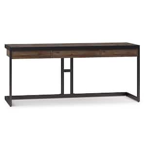Erina Solid ACACIA Wood Industrial 72 in. Wide Large Desk in Rustic Natural Aged Brown