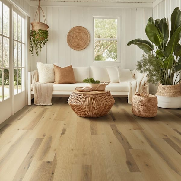 Maplecrest Oak 12 MIL x 7 in. W x 48 in. L Waterproof Click Lock Luxury Vinyl Plank Flooring (23.76 Sq. ft/case)