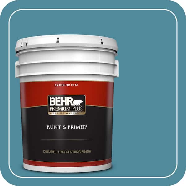 BEHR PREMIUM PLUS 5 gal. #S460-5 Blue Square Flat Exterior Paint & Primer