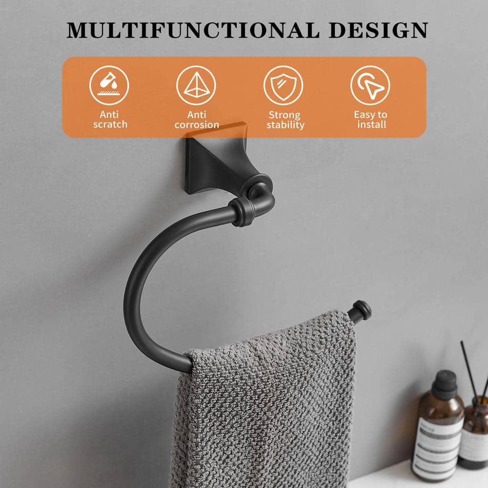 Matte Black 24-Inch Metal Bathroom Hardware Set with Towel Bar and Hook