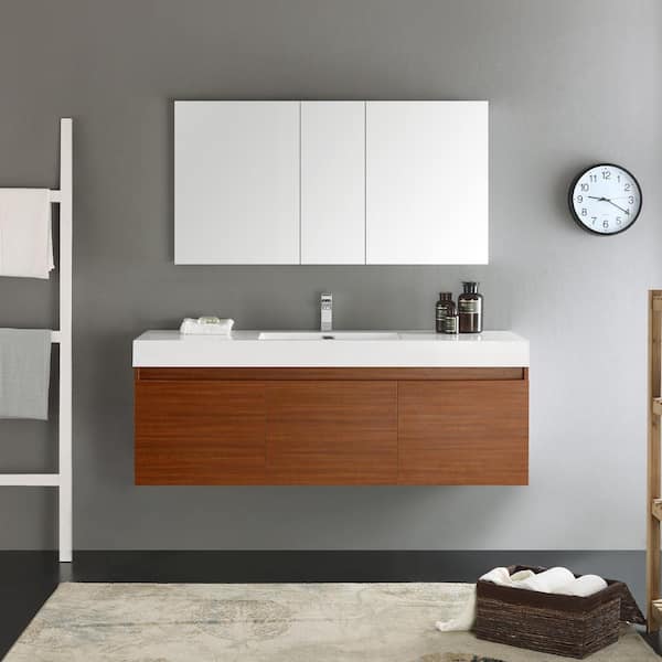 Fresca Livello 24 in. Teak Modern Bathroom Vanity with Medicine Cabinet