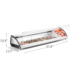 51.4 in. W Countertop Sushi Case With Curved Glass Door in White