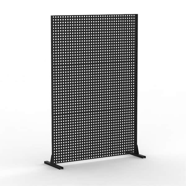 Unbranded 5.8 ft. H x 4 ft. W Black Metal Garden Fence Outdoor Privacy Screen Garden Screen Panels, Rhombus-Shaped